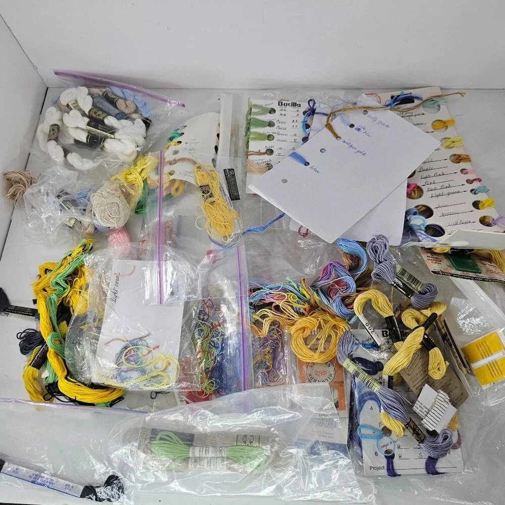 Large Assorted Lot Of Embroidery Floss & Threads Includes DMC Bucilla & More